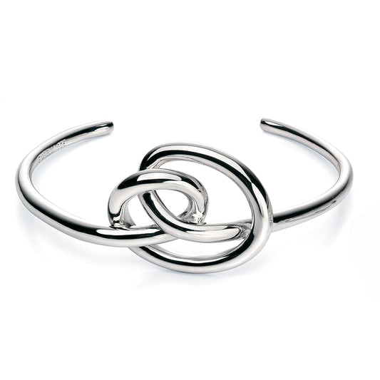 silver large knot half bangle