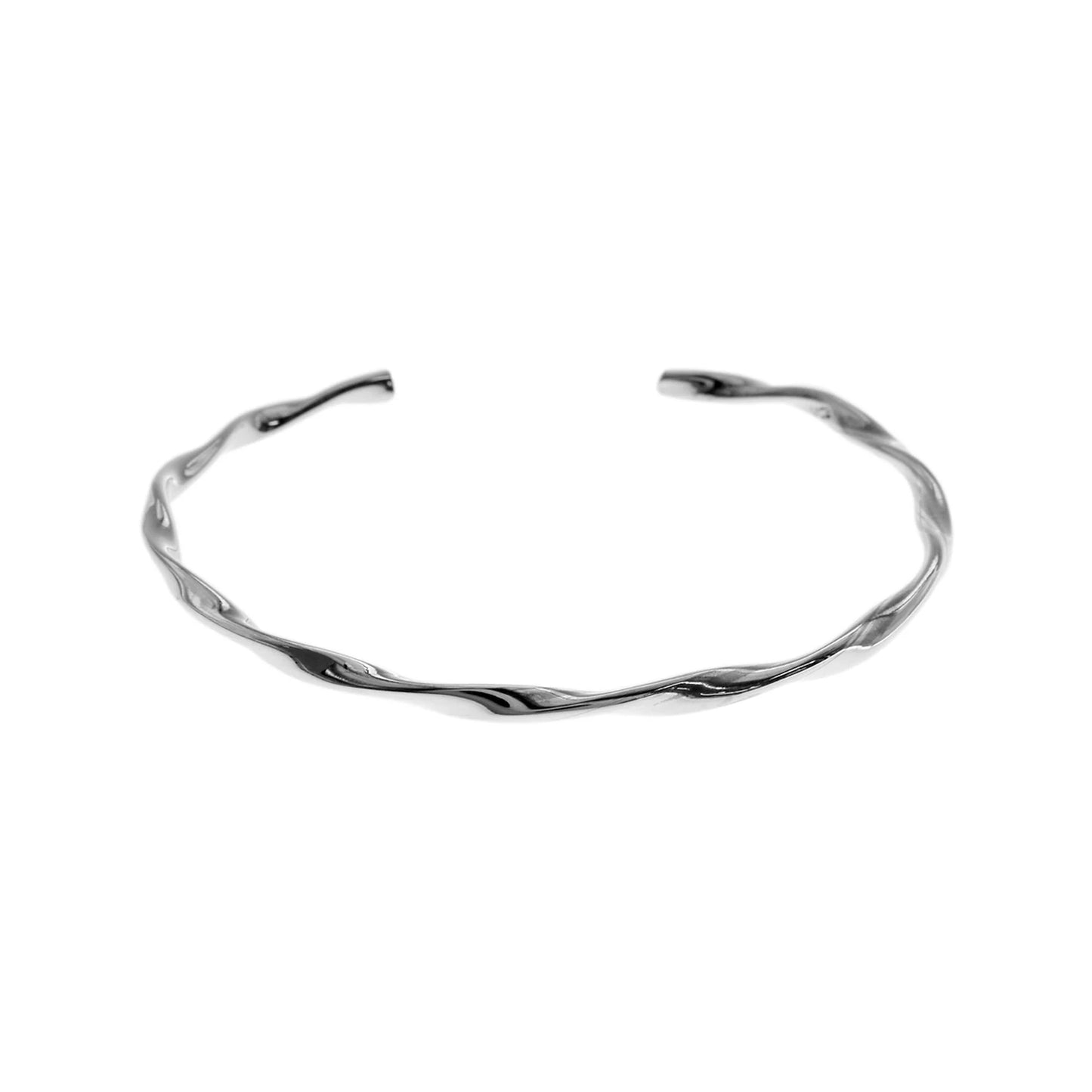 Silver twisted torque bangle.