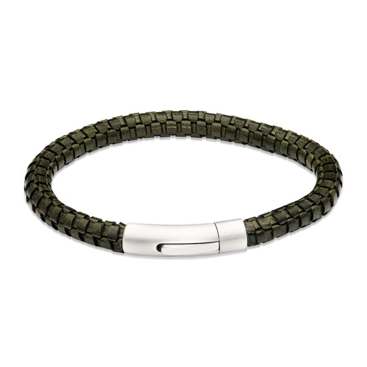 Gents Dark Green Leather bracelet