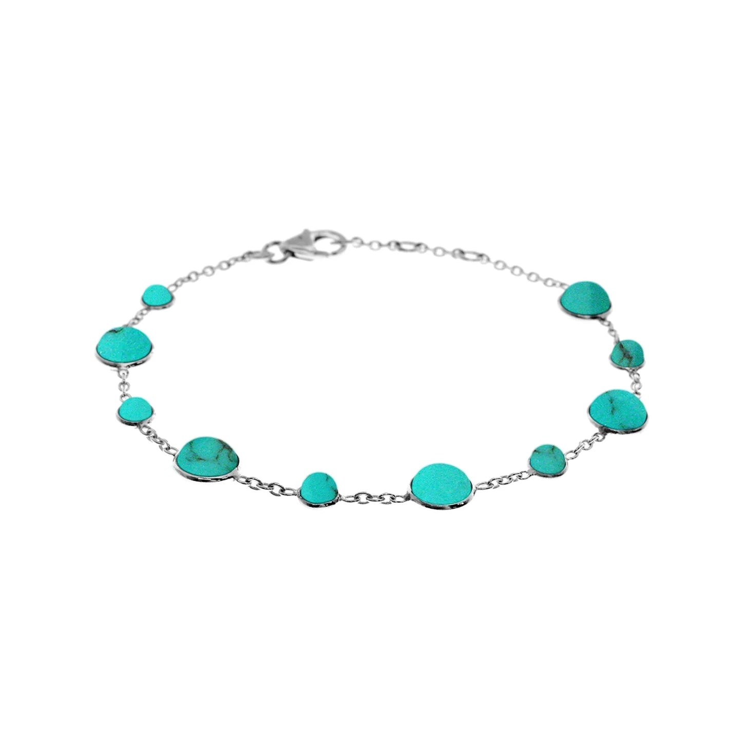 Silver and Turquoise round bracelet.