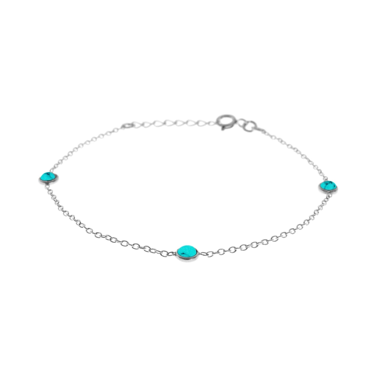 Silver and Turquoise station bracelet.