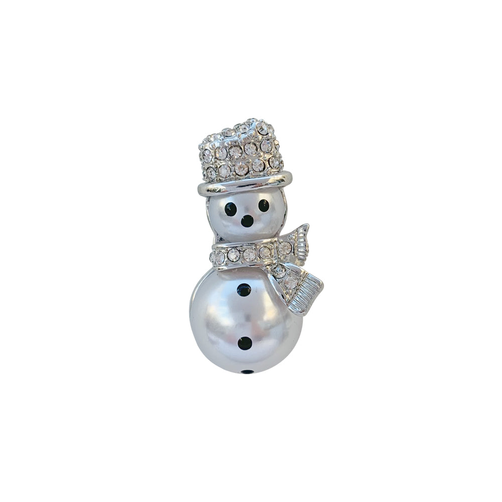 Snowman brooch with white stone detail