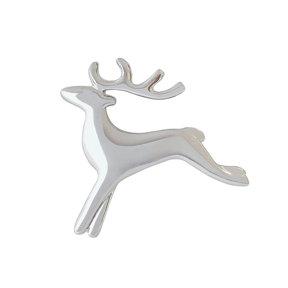 Silver tone reindeer brooch