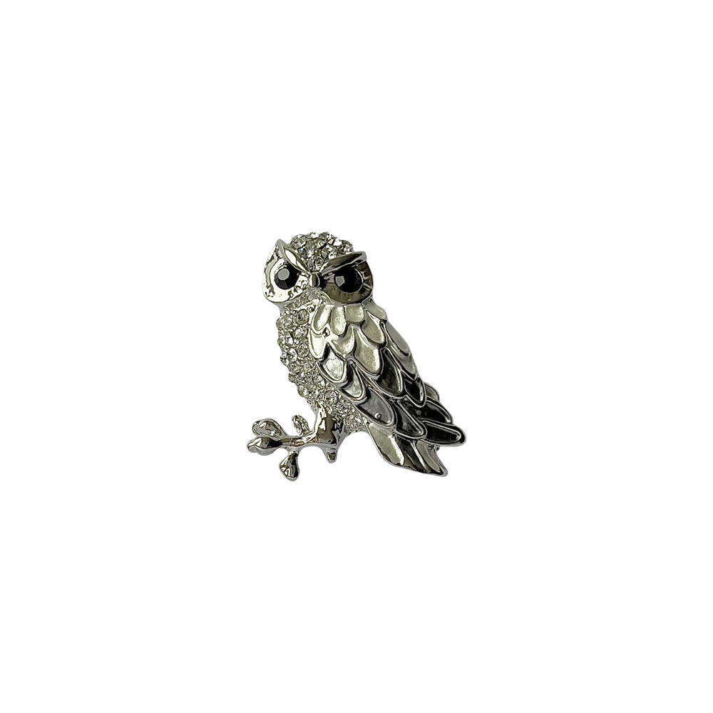 Silver tone owl brooch