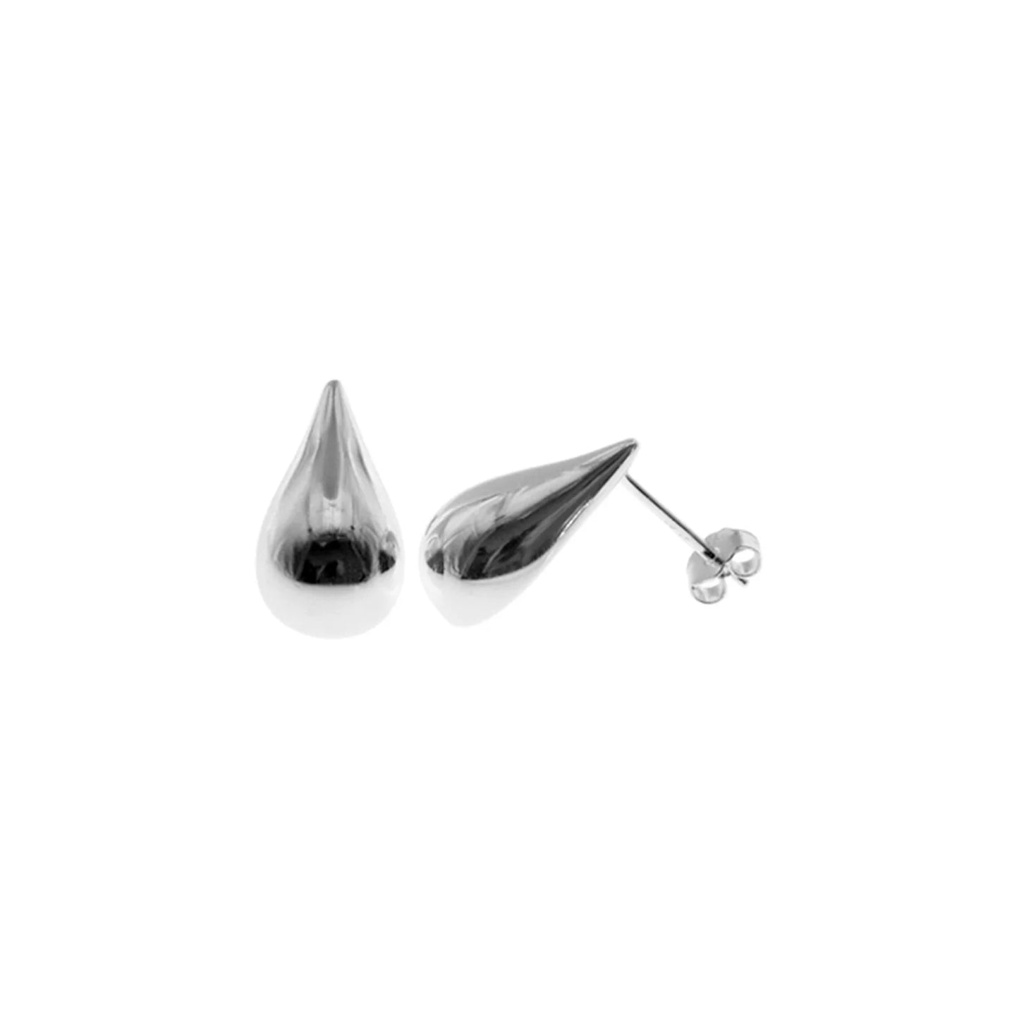 Silver chunky teardrop stud earring.