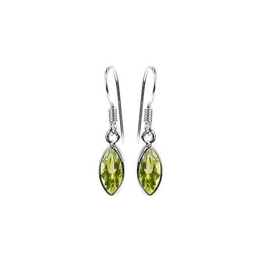 Silver and marquise peridot drop earrings