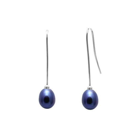 Black freshwater pearl drop earrings