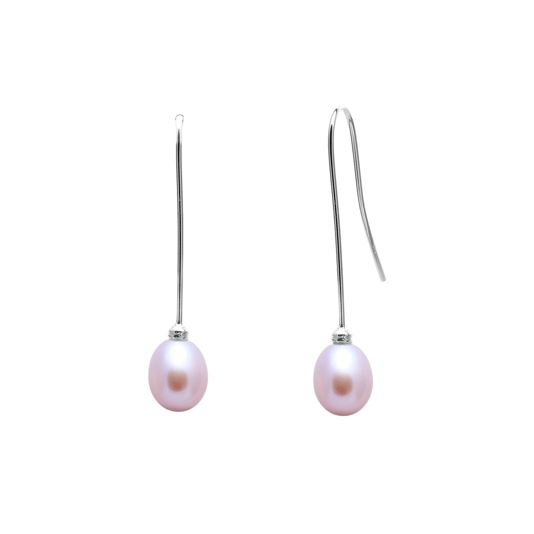 Pink freshwater pearl drop earrings