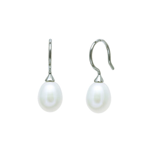 White freshwater pearl drop earrings