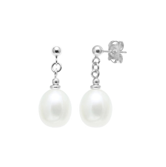 White teardrop freshwater pearl drop earrings