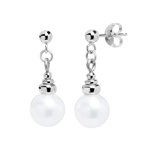 White freshwater pearl drop earrings