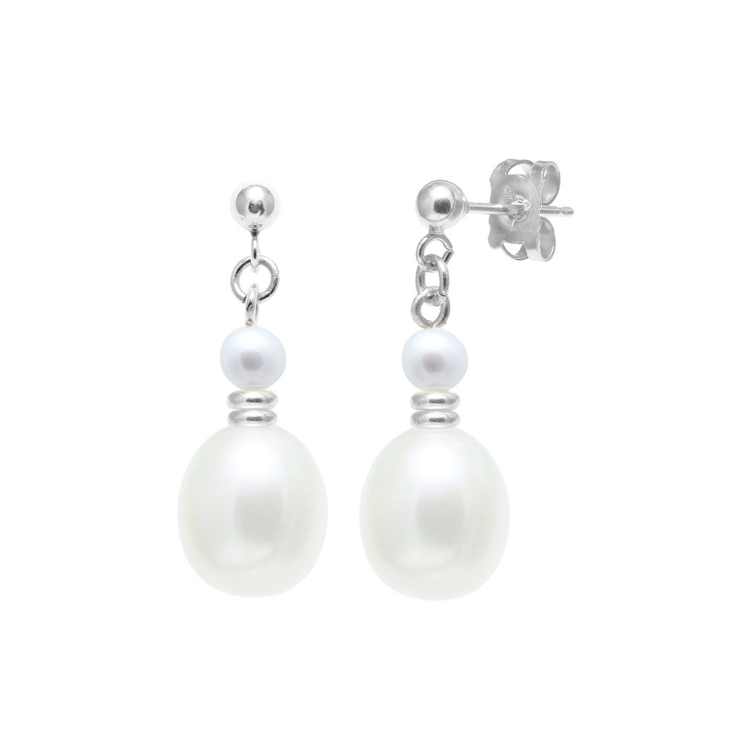 White freshwater pearl drop earrings