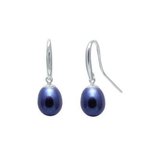 Black freshwater pearl drop earrings