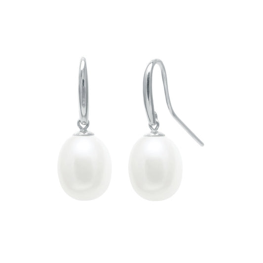 White freshwater pearl drop earrings