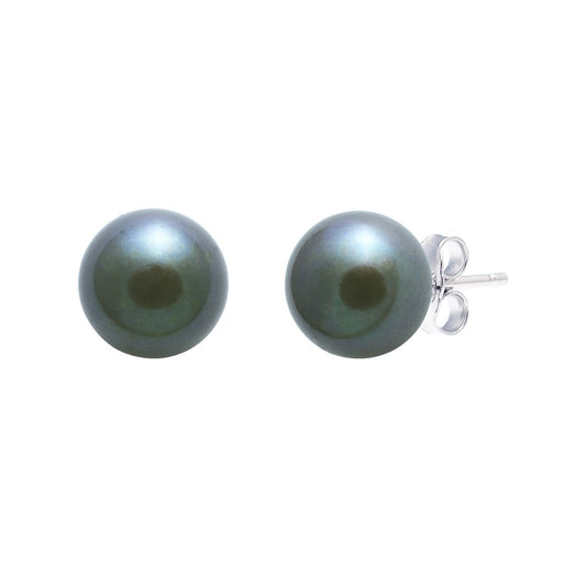 Black freshwater pearl stud earrings 7-7.5mm