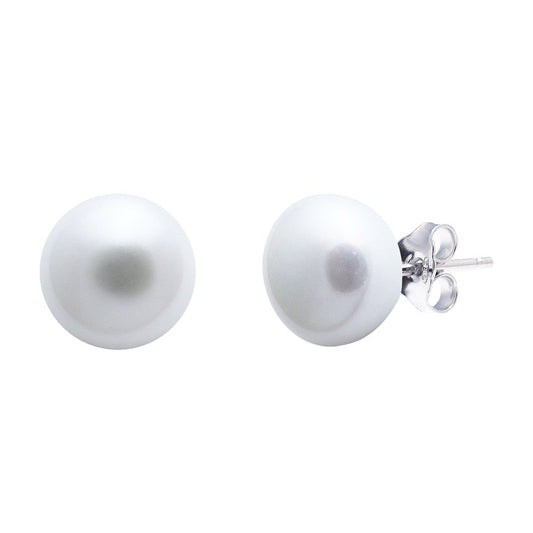 White freshwater pearl stud earrings