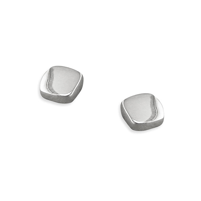 Silver rounded square stud earrings