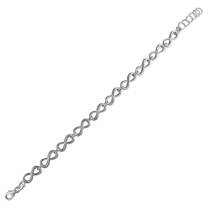 Silver plain infinity link bracelet