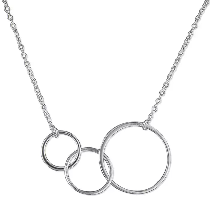 Silver triple circle necklace