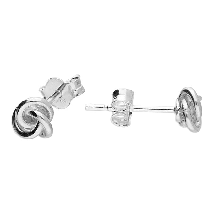 Silver small knot stud earrings