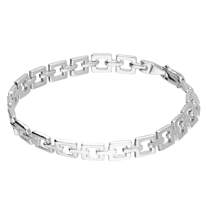 Silver open square link bracelet