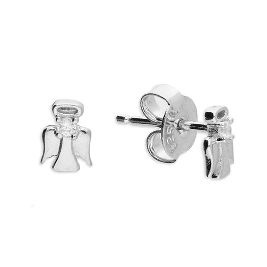 Silver and Cubic Zirconia angel stud earrings