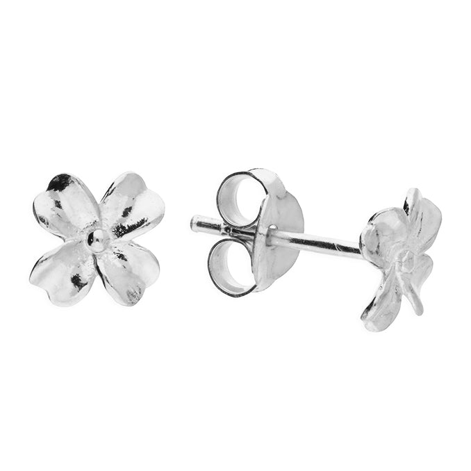 Silver small flower stud earrings