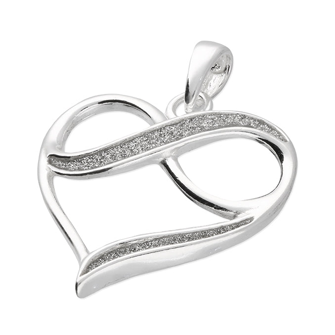 Silver open infinity heart pendant