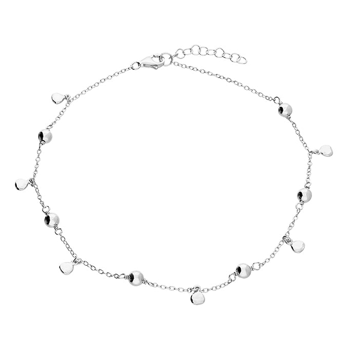 Silver Alternate bead and abstract disc anklet