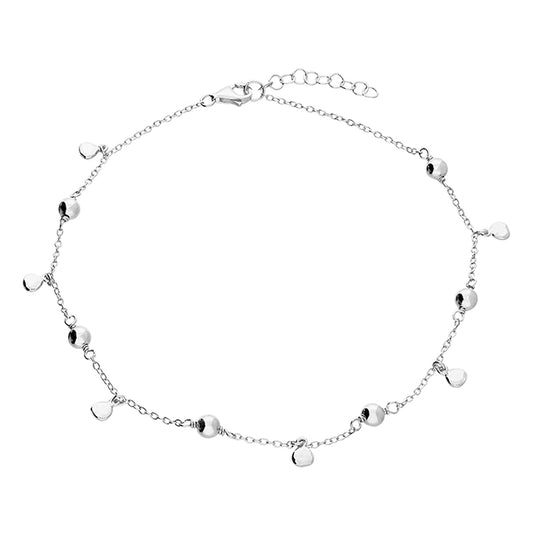 Silver Alternate bead and abstract disc anklet