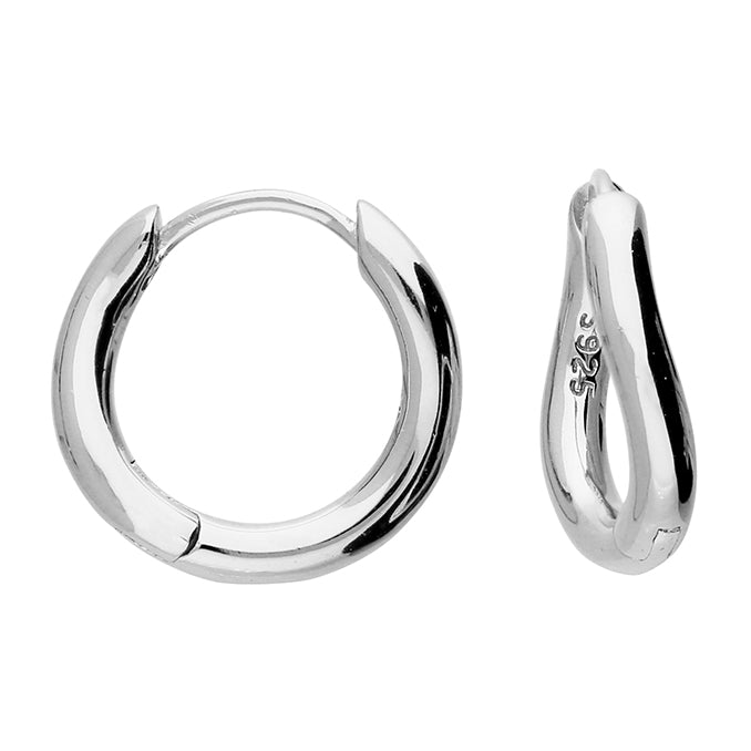 Single Silver Soft twist hinged huggie earring