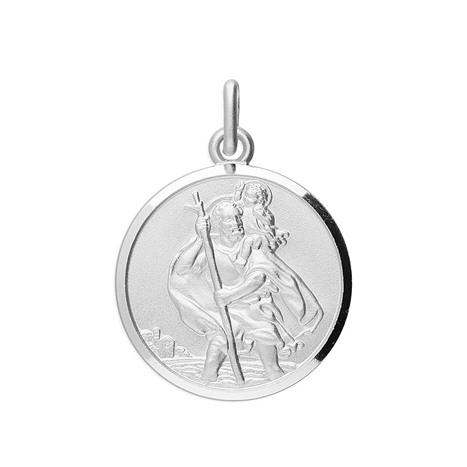 Silver double sided St Christopher.