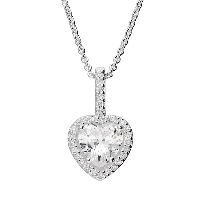 Silver and cubic zirconia heart pendant