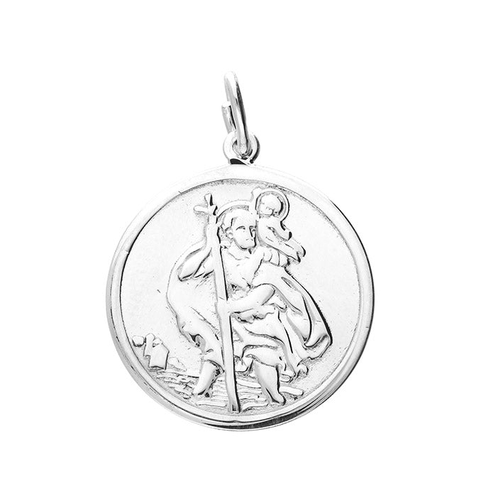 Silver St Christopher  Plain round single sided.