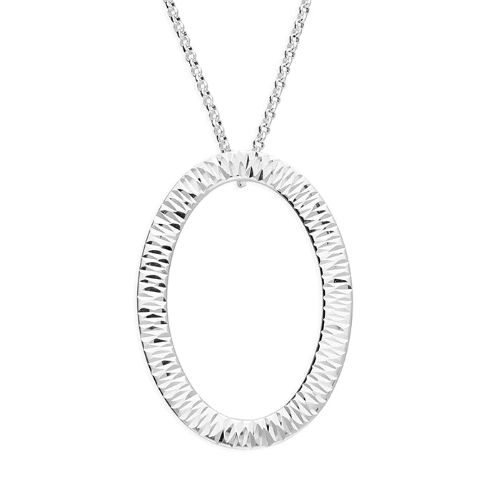 Silver open oval shaped pendant