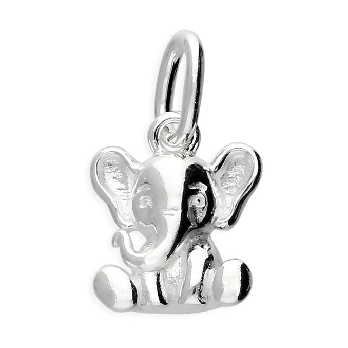 Silver Small cute elephant pendant and stud earrings set