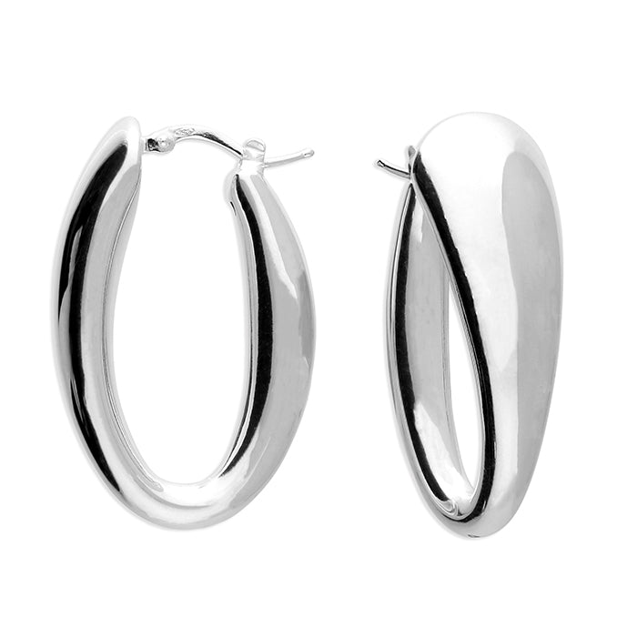 SILVER GRADUATED HINGED HOOP EARRINGS