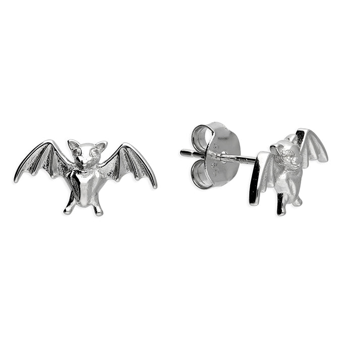 Silver and Cubic Zirconia bat stud earrings