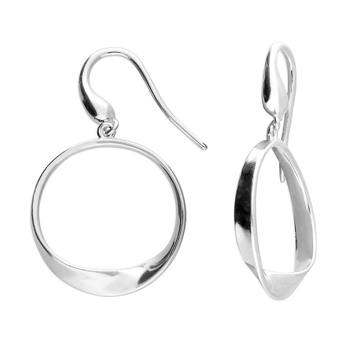 Silver Twist circle hoops earrings