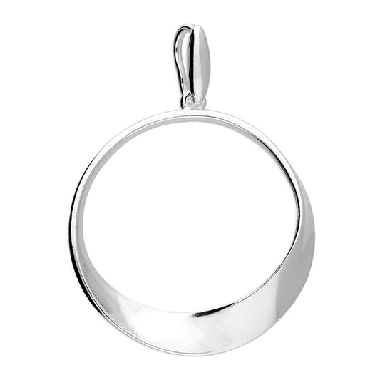 Silver twist circle pendant