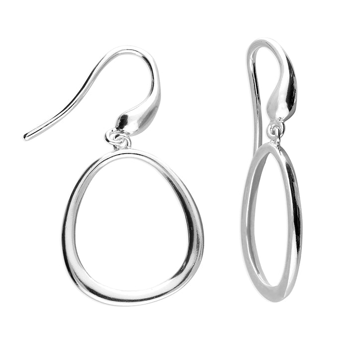 Silver Organic oval hoops earrings