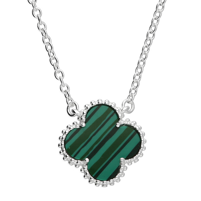 Silver and Green Malachite Quatrefoil