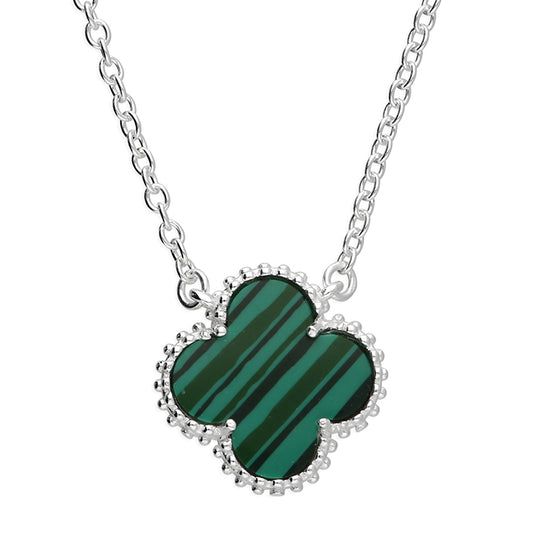 Silver and Green Malachite Quatrefoil