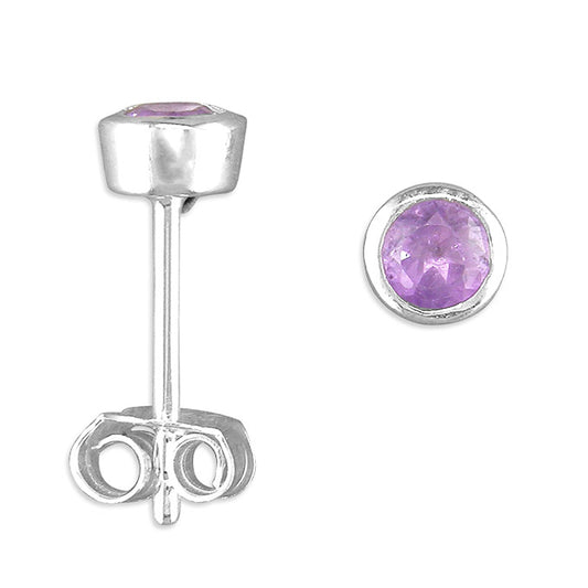 Silver and Amethyst stud earrings