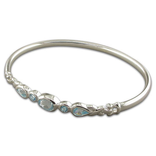 Silver and Blue Topaz bangle