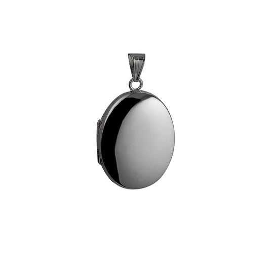 silver large plain oval locket on a silver chain