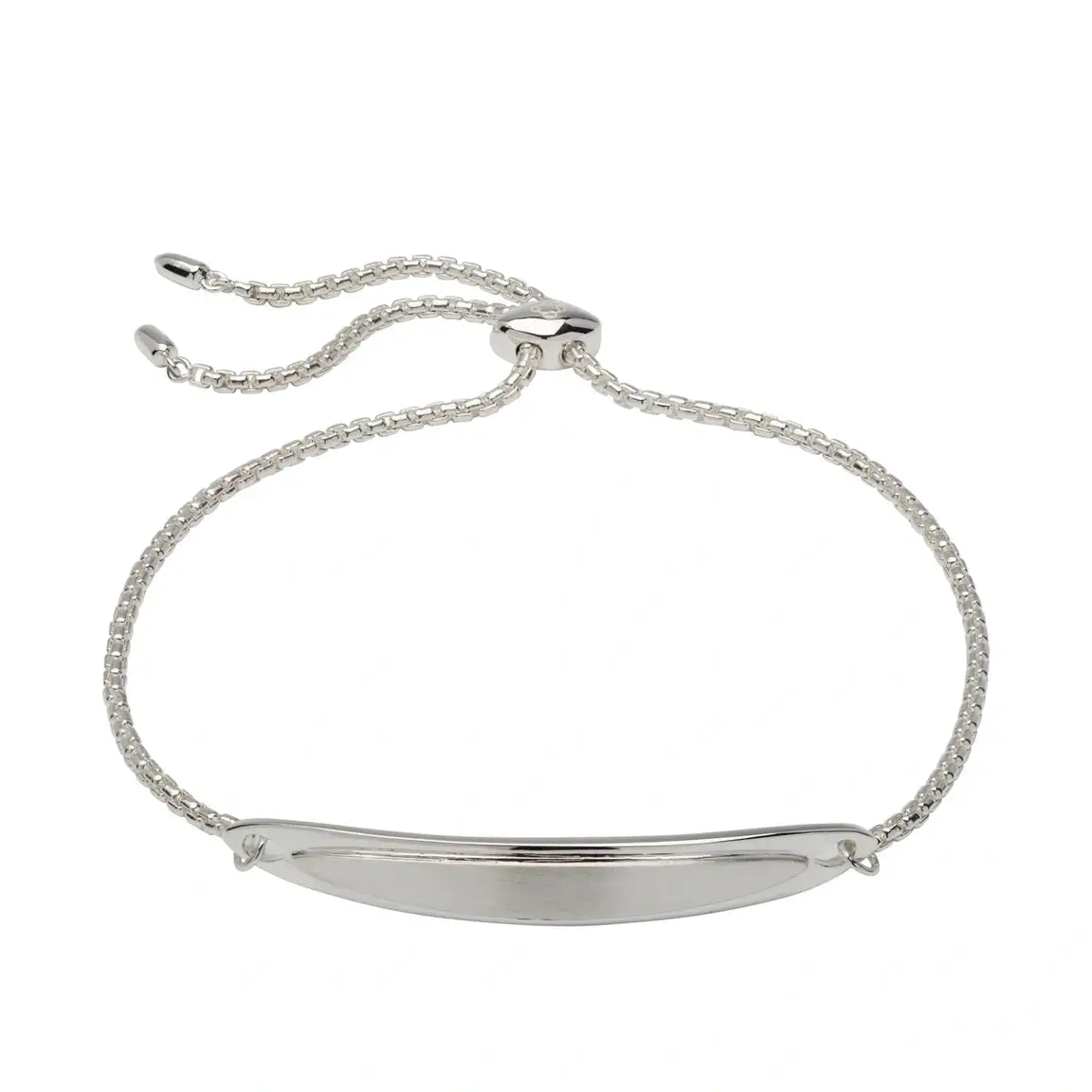 Silver bracelet with engravable plate