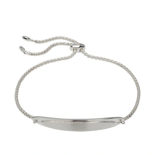 Silver bracelet with engravable plate