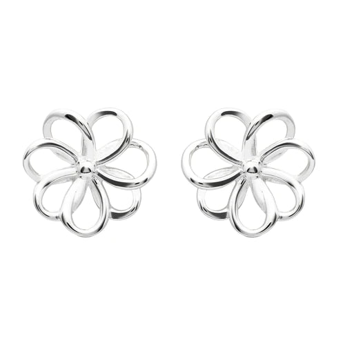 Silver flower stud earrings