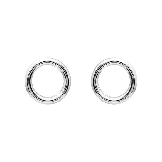 silver open circle stud earrings